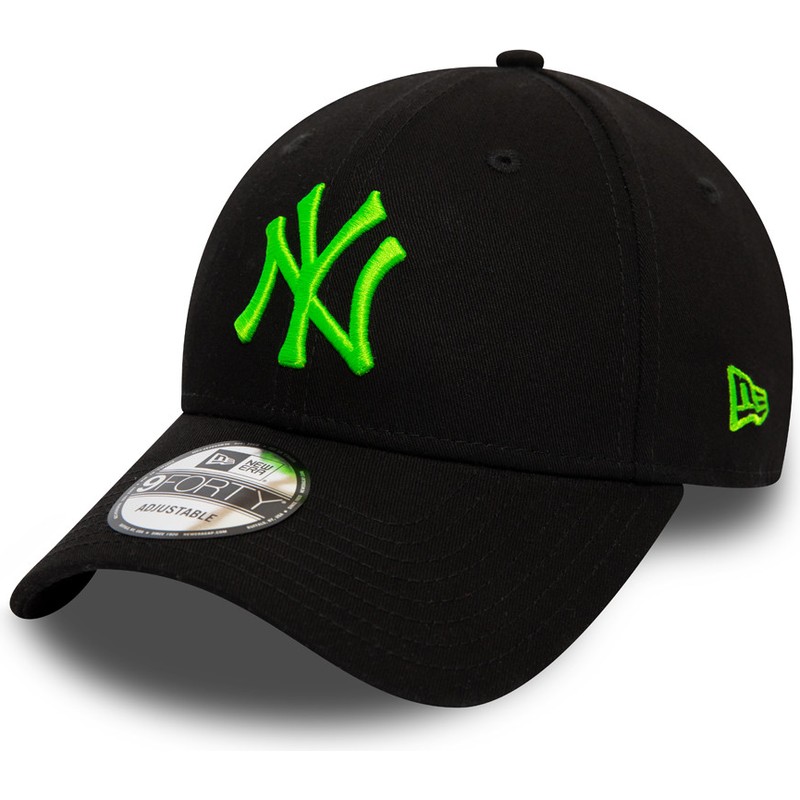 New Era Curved Brim Green Logo Forty League Essential Neon New York