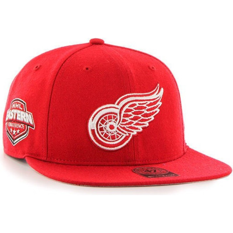 cappellino-visiera-piatta-rosso-snapback-di-detroit-red-wings-nhl-captain-di-47-brand