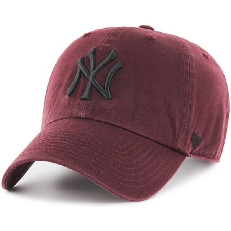cappelli-curva-rosso-cinghia-regolabile-granate-negro-dei-new-york-yankees-mlb-di-47-brand