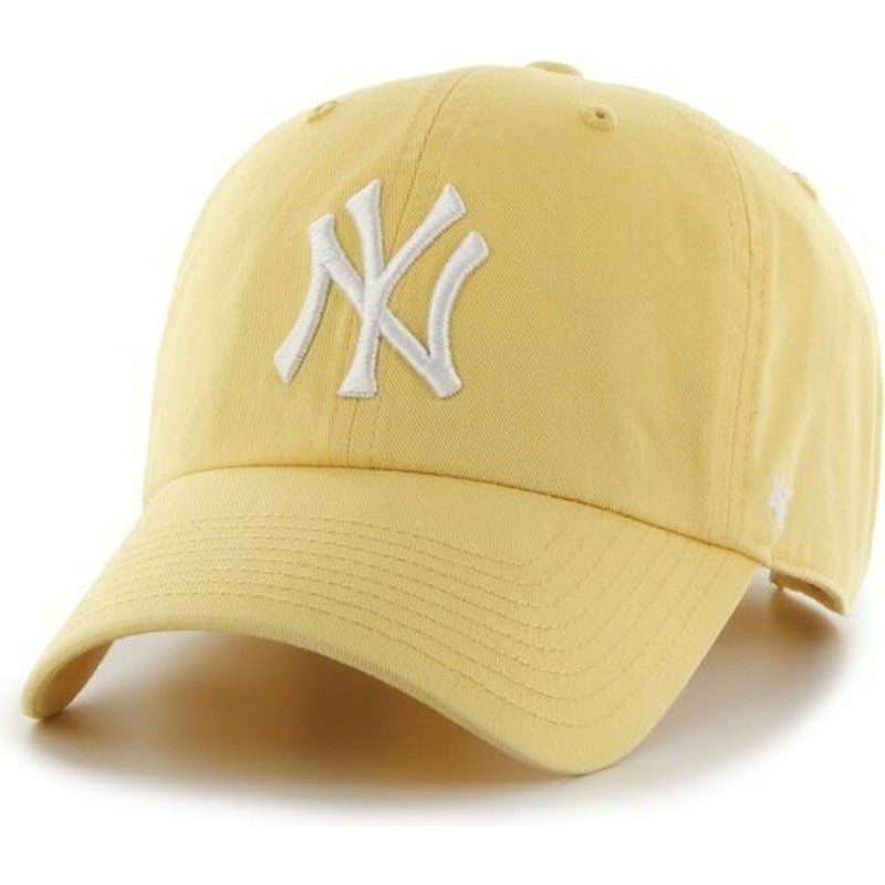 cappellino-visiera-curva-giallo-di-new-york-yankees-mlb-clean-up-di-47-brand