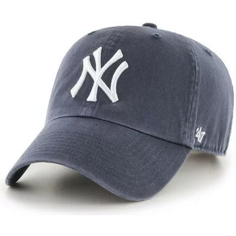 Cappellino visiera curva grigio denim di New York Yankees MLB Clean Up di 47 Brand