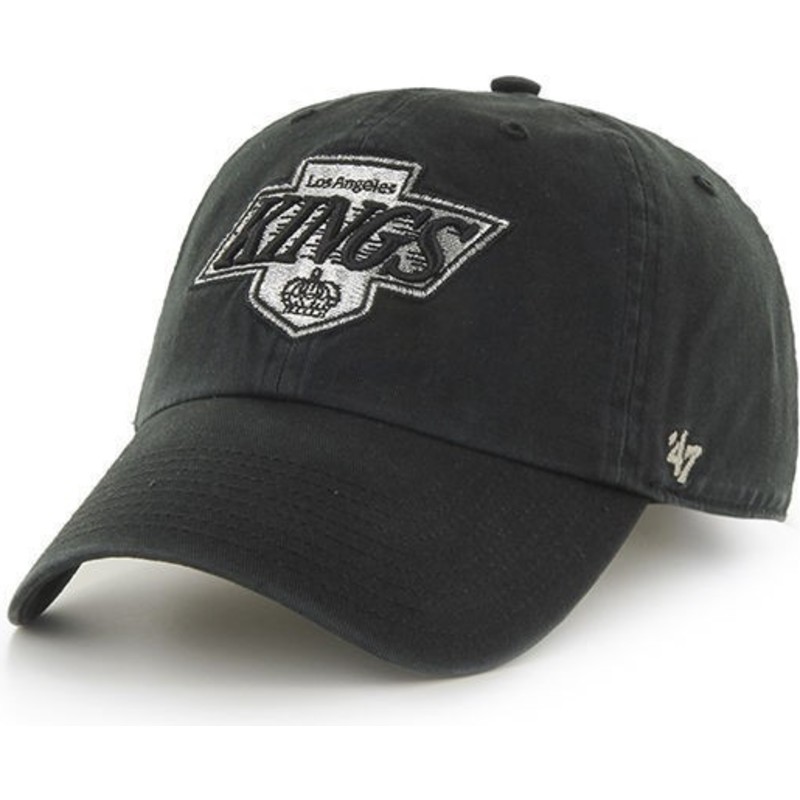 cappellino-visiera-curva-nero-con-il-vecchio-logo-di-los-angeles-kings-nhl-clean-up-di-47-brand