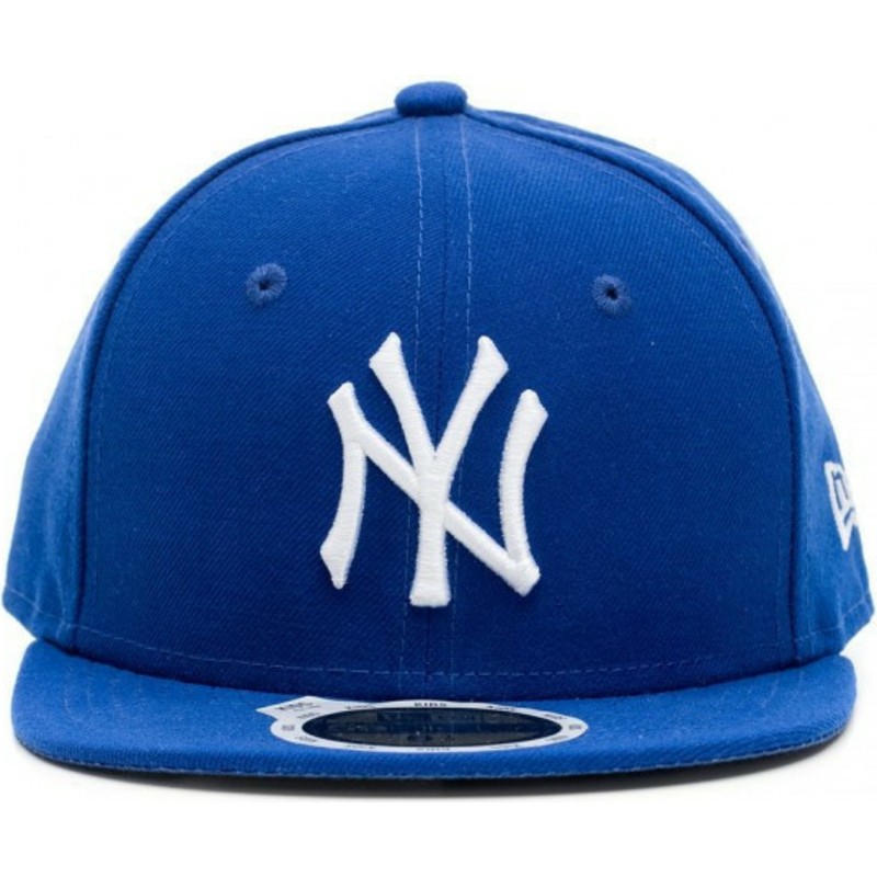 cappellino-visiera-piatta-blu-aderente-per-bambino-59fifty-essential-di-new-york-yankees-mlb-di-new-era