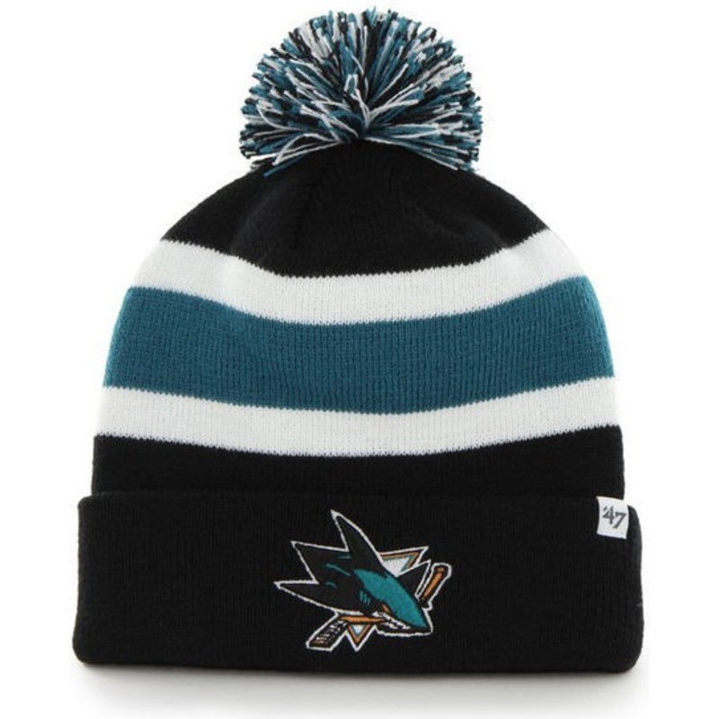 berretto-nero-e-blu-con-pon-pon-di-san-jose-sharks-nhl-breakaway-di-47-brand