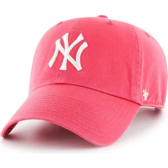 Cappellino visiera curva rosa chewing gum di New York Yankees MLB Clean Up di 47 Brand