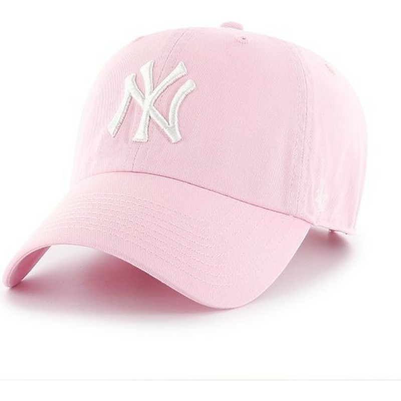 cappellino-visiera-curva-rosa-chiaro-di-new-york-yankees-mlb-clean-up-di-47-brand