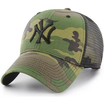 Cappellino trucker mimetico con logo nero di New York Yankees MLB Branson MVP di 47 Brand