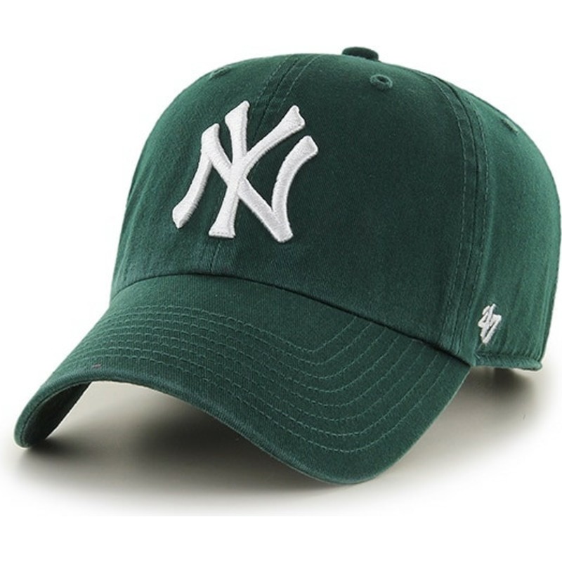 cappellino-visiera-curva-verde-scuro-con-logo-biancodi-new-york-yankees-mlb-clean-up-di-47-brand