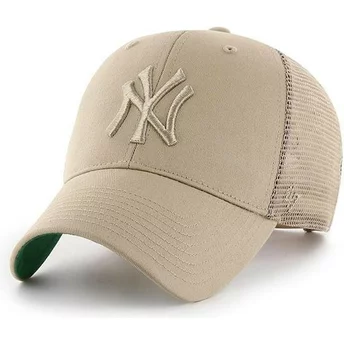 Cappellino trucker beige con logo beige di New York Yankees MLB MVP Branson di 47 Brand
