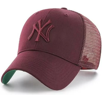 Cappellino trucker bordeaux con logo bordeaux di New York Yankees MLB MVP Branson di 47 Brand
