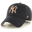 cappellino-curvo-nero-con-logo-bronzo-dei-new-york-yankees-mlb-mvp-metallic-di-47-brand