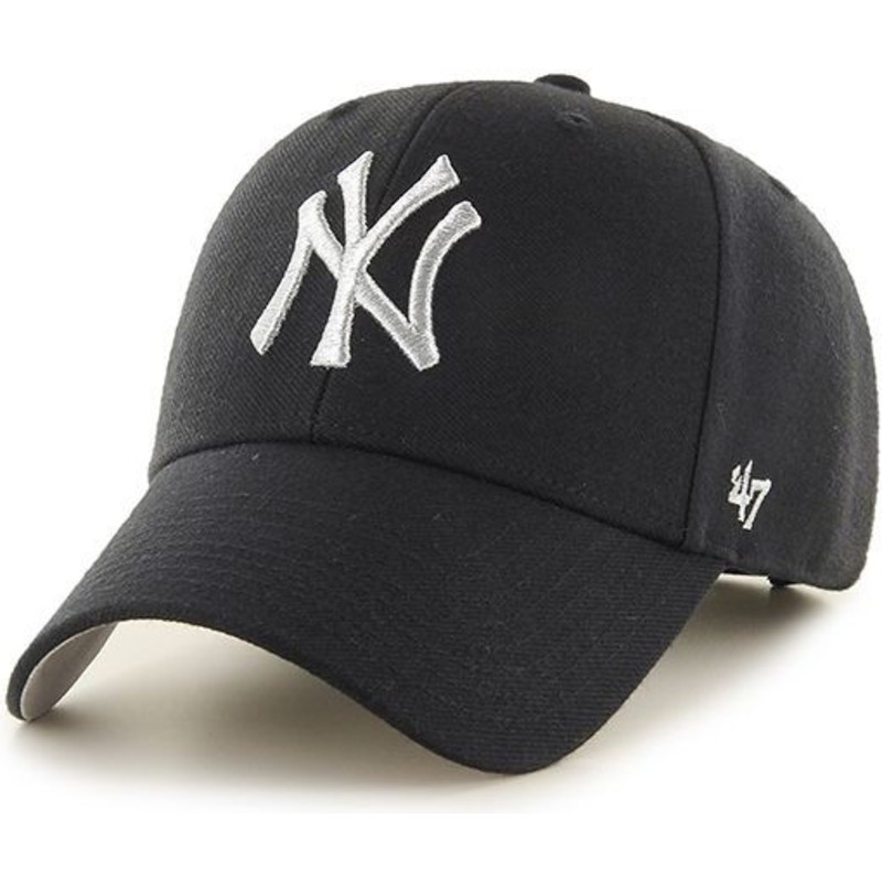 cappellino-visiera-curva-nero-con-logo-argento-di-new-york-yankees-mlb-mvp-metallic-di-47-brand
