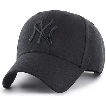 Cappellino visiera curva nero snapback con logo nero di New York Yankees MLB MVP di 47 Brand