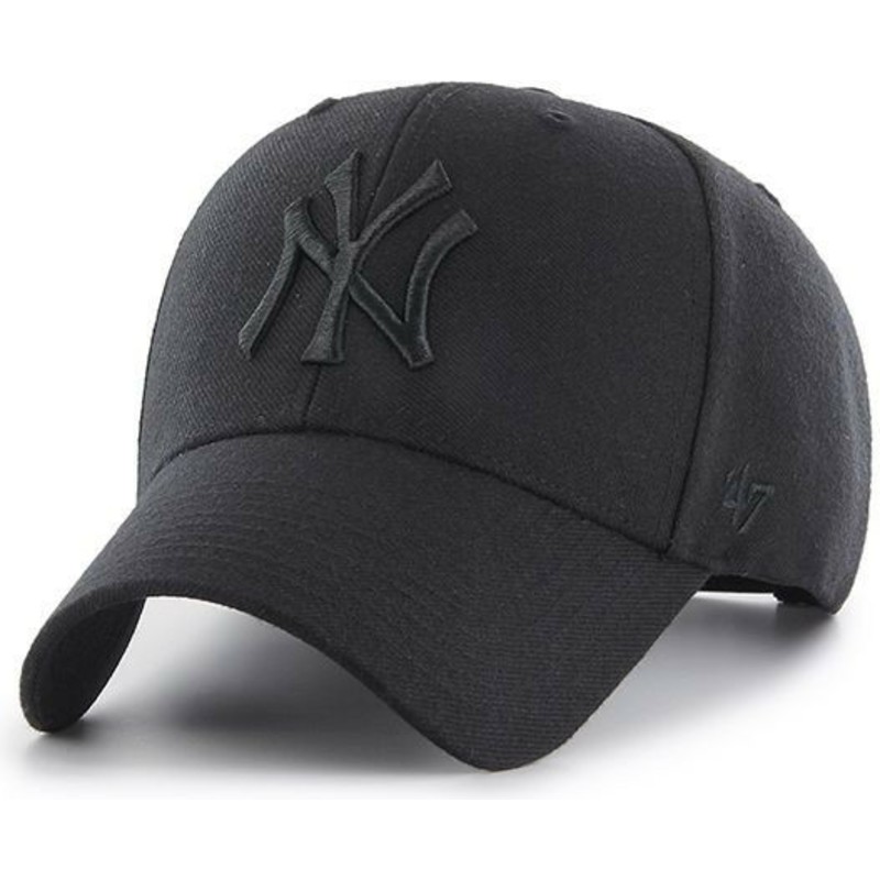 cappellino-visiera-curva-nero-snapback-con-logo-nero-di-new-york-yankees-mlb-mvp-di-47-brand