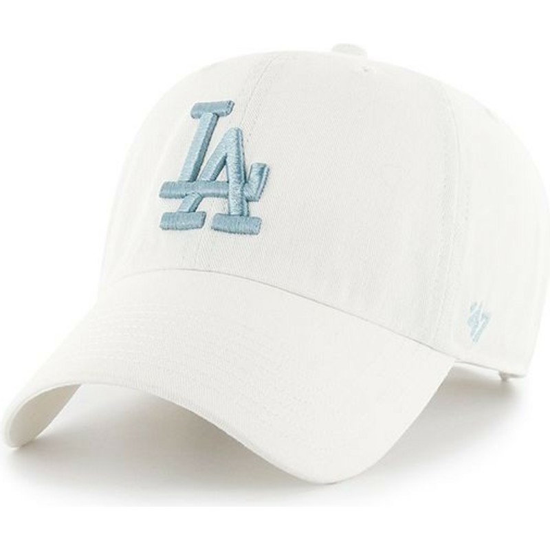 cappellino-visiera-curva-bianco-con-logo-blu-di-los-angeles-dodgers-mlb-clean-up-di-47-brand