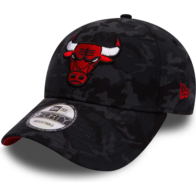 cappelli-curva-mimetizzazione-cinghia-regolabile-negro-team-9forty-dei-chicago-bulls-nba-di-new-era