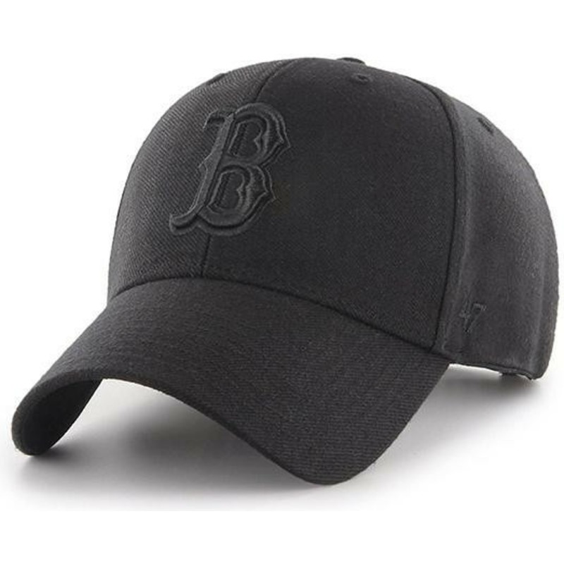 cappellino-visiera-curva-nero-snapback-con-logo-nero-di-boston-red-sox-mlb-mvp-di-47-brand