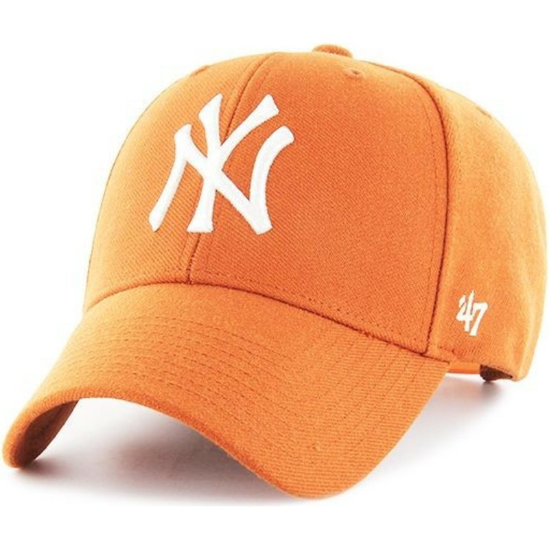 cappellino-visiera-curva-arancione-snapback-di-new-york-yankees-mlb-mvp-di-47-brand