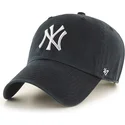 cappellino-curvo-nero-con-logo-argento-dei-new-york-yankees-mlb-clean-up-metallic-di-47-brand