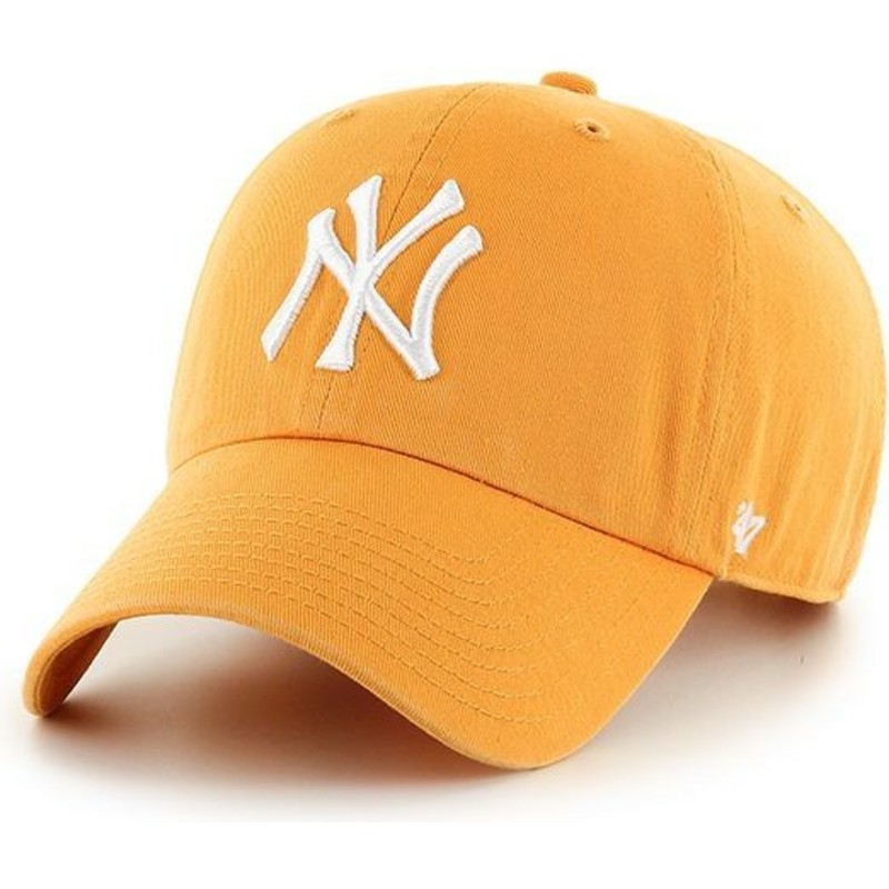 cappellino-visiera-curva-giallo-di-new-york-yankees-clean-up-di-47-brand