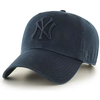 Cappellino visiera curva blu marino con logo blu marino di New York Yankees MLB Clean Up di 47 Brand