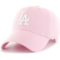 cappellino-visiera-curva-rosa-con-logo-bianco-di-los-angeles-dodgers-mlb-clean-up-di-47-brand