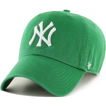 Cappellino visiera curva verde di New York Yankees MLB Clean Up di 47 Brand