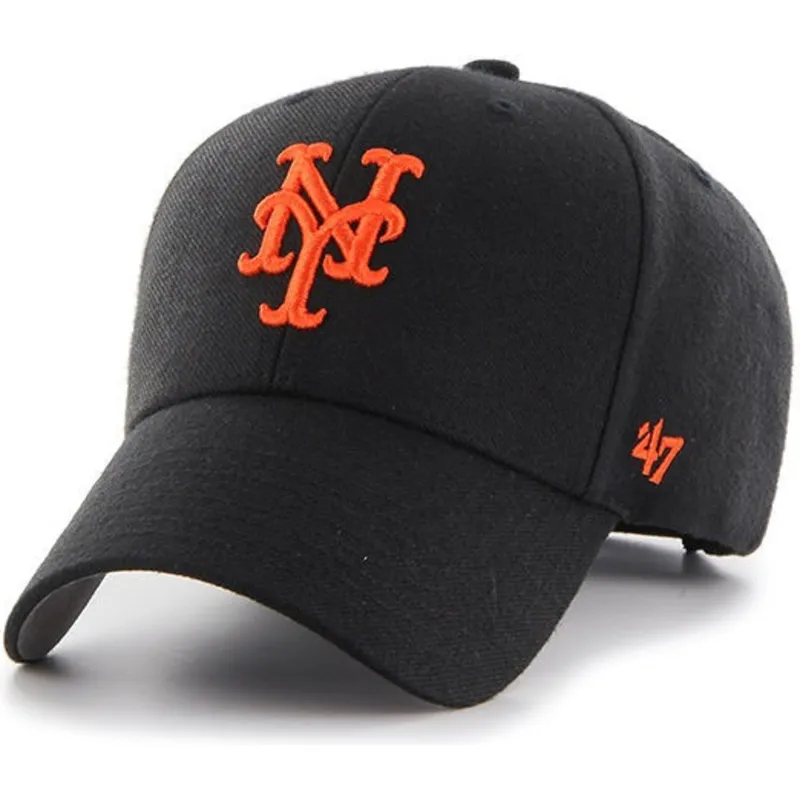 cappelli-curva-nero-cinghia-regolabile-dei-new-york-mets-mlb-di-47-brand