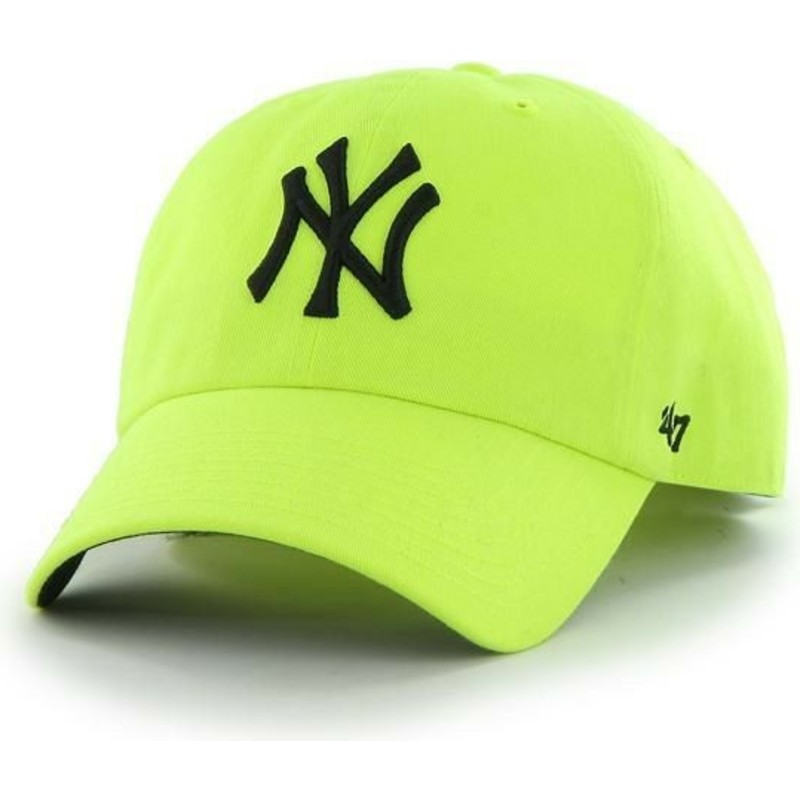 cappellino-visiera-curva-giallo-di-new-york-yankees-mlb-clean-up-neon-di-47-brand