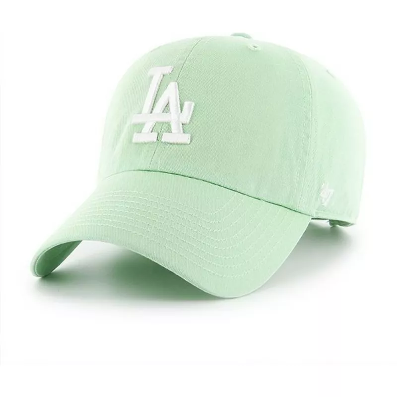cappellino-visiera-curva-verde-chiaro-di-los-angeles-dodgers-mlb-clean-up-di-47-brand