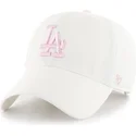 cappellino-curvo-bianco-con-logo-rosa-dei-los-angeles-dodgers-mlb-clean-up-di-47-brand