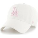 cappellino-visiera-curva-bianco-con-logo-rosa-di-los-angeles-dodgers-mlb-clean-up-di-47-brand