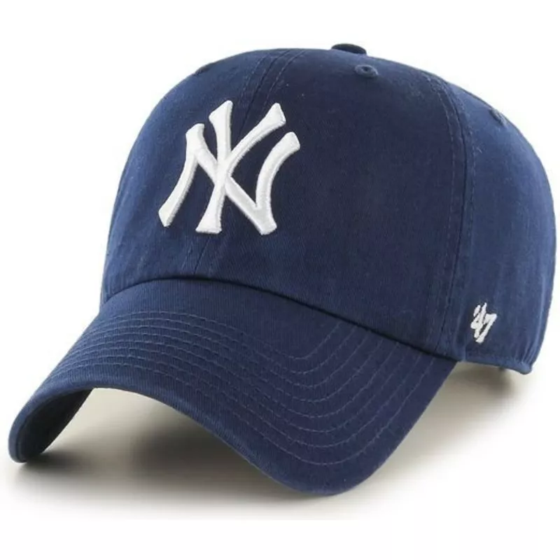 cappellino-visiera-curva-blu-marino-chiaro-di-new-york-yankees-mlb-clean-up-di-47-brand