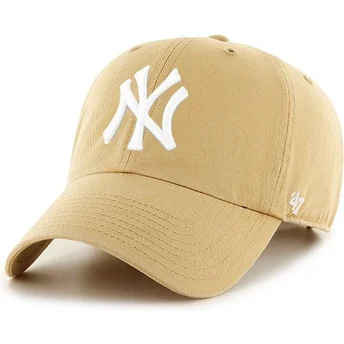 Cappellino curvo marrone chiaro di New York Yankees MLB Clean Up di 47 Brand