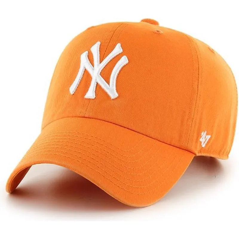 cappelli-curva-arancia-cinghia-regolabile-vibrante-dei-new-york-yankees-mlb-di-47-brand