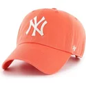 cappellino-visiera-curva-arancione-pomelo-di-new-york-yankees-mlb-clean-up-di-47-brand