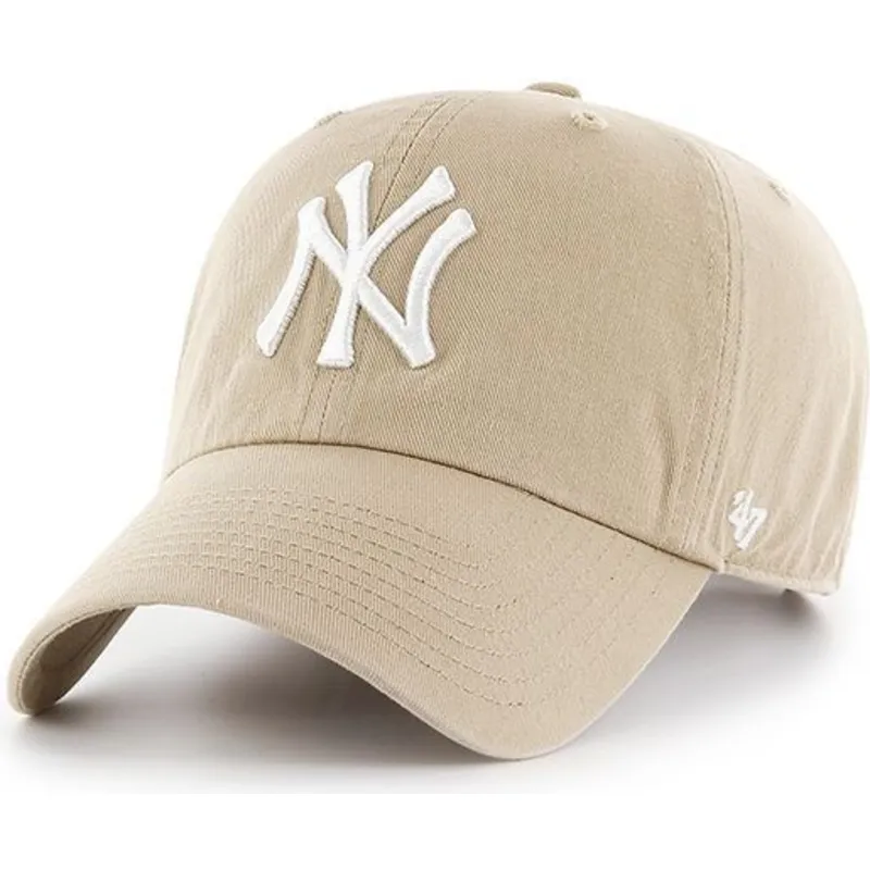 cappelli-curva-beige-cinghia-regolabile-caqui-dei-new-york-yankees-mlb-di-47-brand