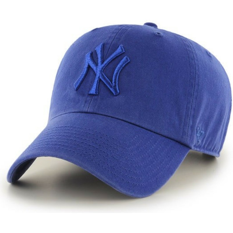 cappellino-visiera-curva-blu-luminoso-con-logo-blu-di-new-york-yankees-mlb-clean-up-di-47-brand