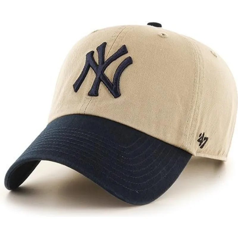 cappelli-curva-beige-cinghia-regolabile-dei-new-york-yankees-mlb-di-47-brand