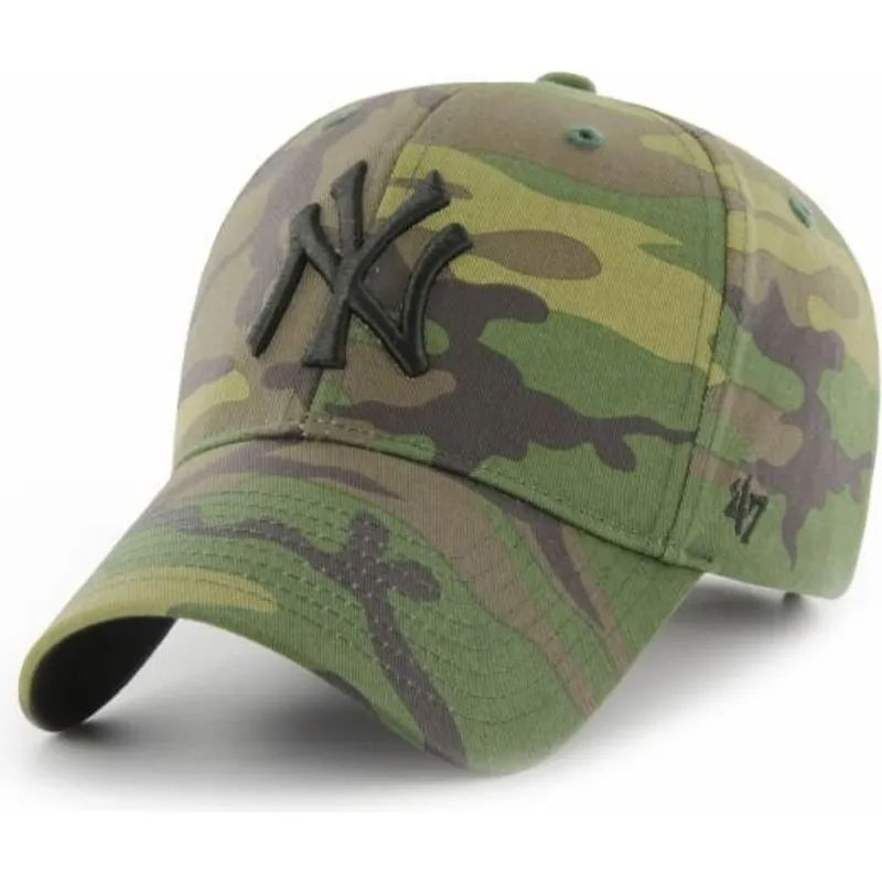 cappelli-curva-mimetizzazione-cinghia-regolabile-negro-dei-new-york-yankees-mlb-di-47-brand