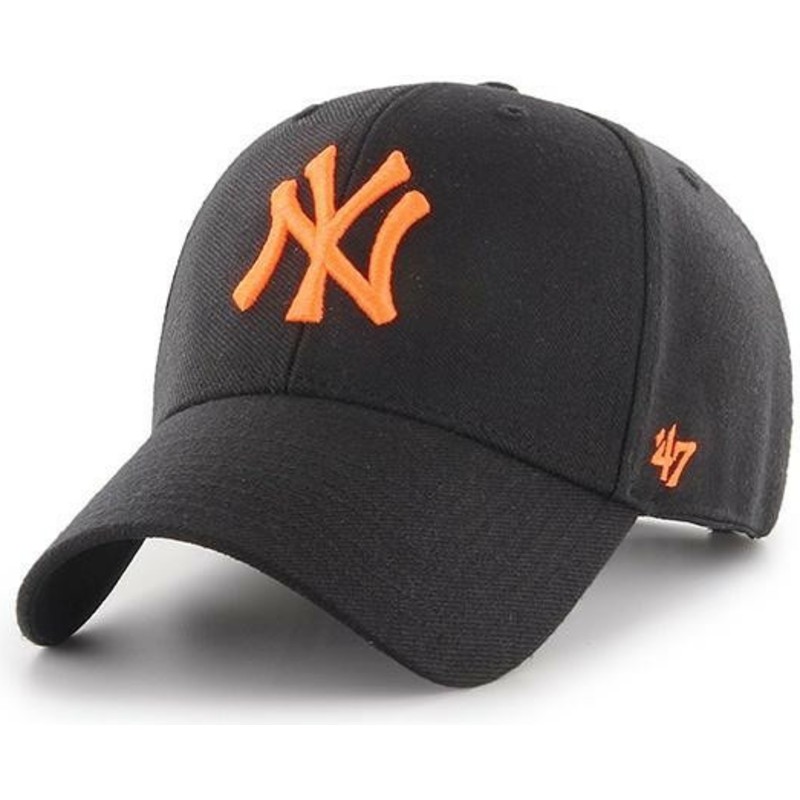 cappellino-visiera-curva-nero-snapback-con-logo-arancione-di-new-york-yankees-mlb-mvp-di-47-brand