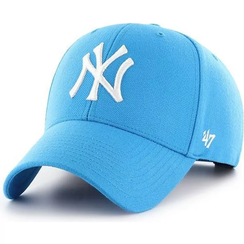 cappellino-visiera-curva-blu-ghiaccio-snapback-di-new-york-yankees-mlb-mvp-di-47-brand
