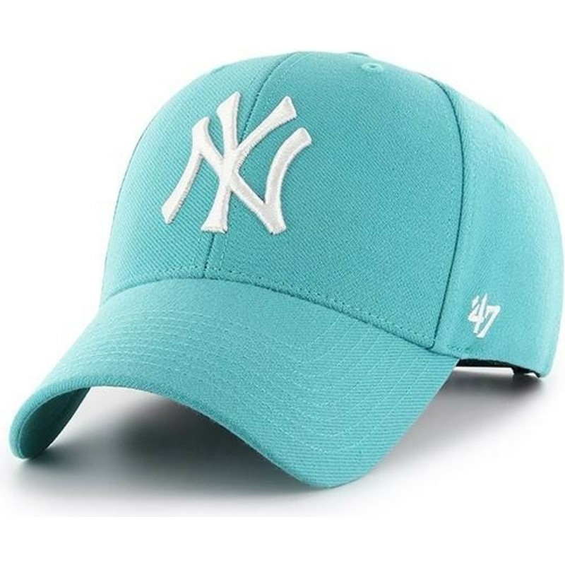 cappellino-visiera-curva-verde-turchese-snapback-di-new-york-yankees-mlb-mvp-di-47-brand