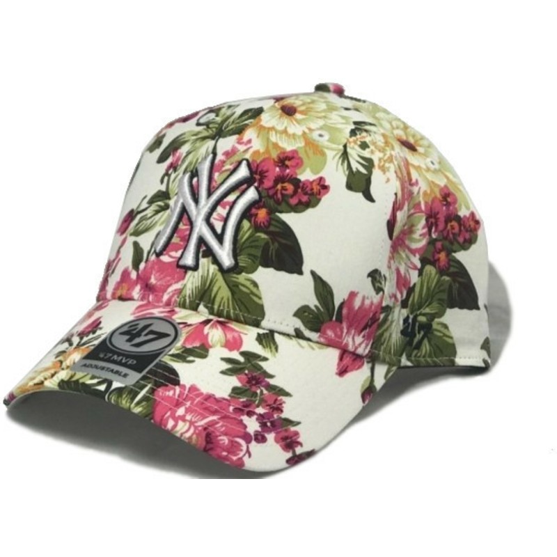cappellino-visiera-curva-multicolore-stampa-floral-di-new-york-yankees-mlb-mvp-rosalynn-di-47-brand