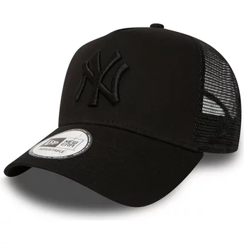 Cappellino trucker nero con logo nero Clean A Frame di New York Yankees MLB di New Era
