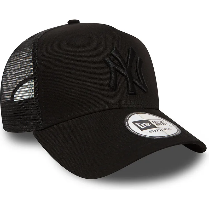 cappello-trucker-nero-con-logo-nero-clean-a-frame-dei-new-york-yankees-mlb-di-new-era
