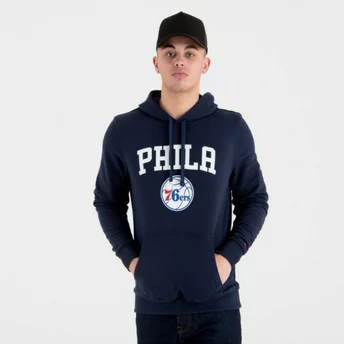 Felpa con cappuccio blu marino Pullover Hoody di Philadelphia 76ers NBA di New Era