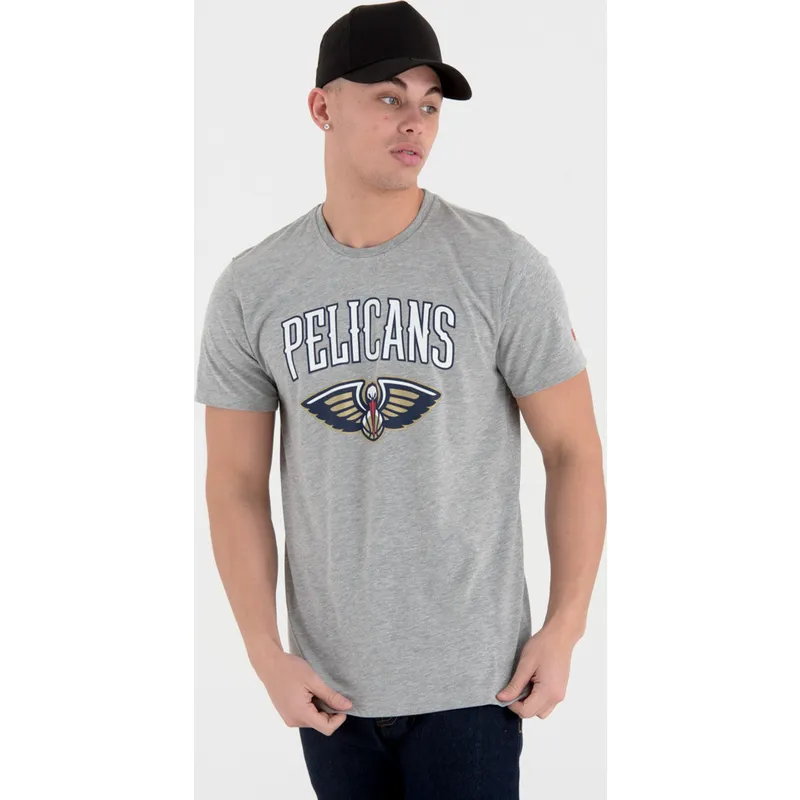 magliette-manica-corta-grigio-de-dei-new-orleans-pelicans-nba-di-new-era