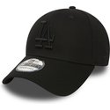 cappellino-visiera-curva-nero-con-logo-nero-aderente-39thirty-essential-di-los-angeles-dodgers-mlb-di-new-era