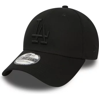 Cappellino visiera curva nero con logo nero aderente 39THIRTY Essential di Los Angeles Dodgers MLB di New Era